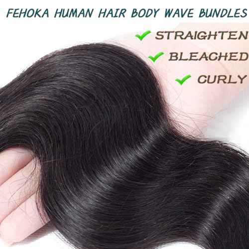 12A Body Wave Human Hair Bundles 18 20 22 Inch 100% Unprocessed Brazilian Virgin Hair Bundles Natural Black (18 20 22,Body Wave)
