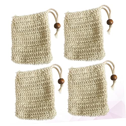 Cotton Linen Soap Storage Bags with Drawstring - 4 Pack