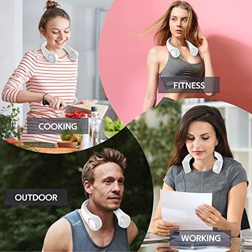 Portable Neck Fan, Hands Free Bladeless Fan, 360° Cooling Personal Fan,Wearable Quiet Fan for Outdoor Indoor, Birthday Gifts for Men Women Mom Dad, 4000mAh Battery USB Rechargeable（White Graffiti）