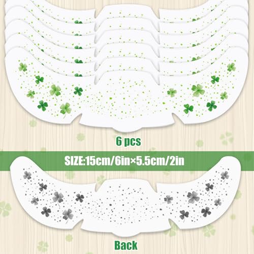 St. Patrick's Day Temporary Tattoos - 6Pc Glitter Shamrock Face Stickers