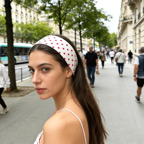 Polka Dot Headbands Set - Retro Wide Elastic Hair Bands for Women & Girls