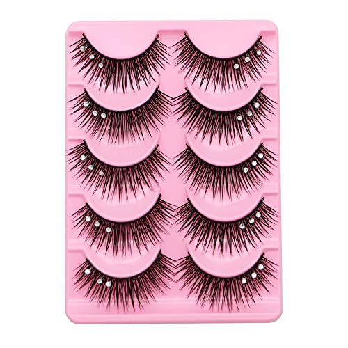 10 Pair Diamond False Eyelashes with Rhinestones, 3D Fluffy