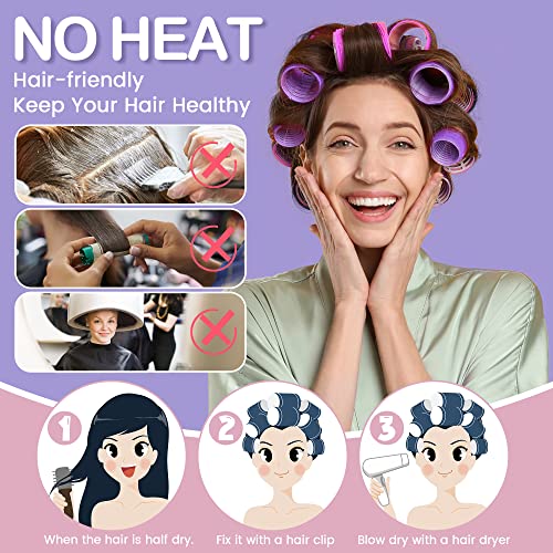 Self-Grip Hair Rollers Set - 22 Rollers + 10 Clips + Bag