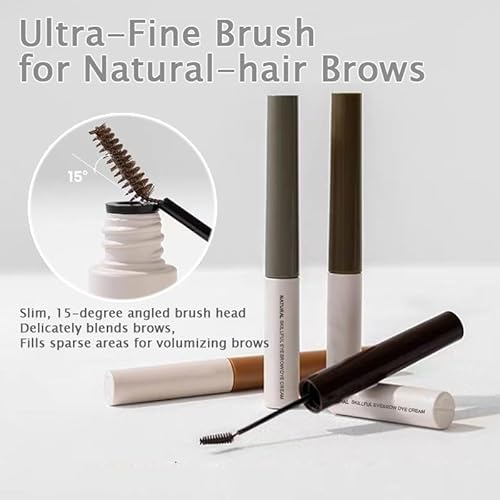 2 Pcs Tinted Eyebrow Cream,Ultra-Fine Brush Tinted Brow Gel Waterproof Long Wear Eye Brow Mascara Transfer-proof Natural Brow Makeup without Clumping, Light Brown