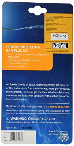 Speedo Unisex Swim Training Profile Nose Clip & Ear Plugs Blue, One Size