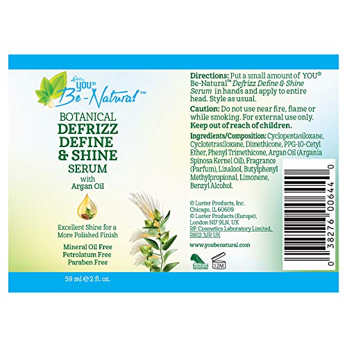 Luster's You Be-Natural Botanical Defrizz Define & Shine Serum with Argan Oil 2 oz..