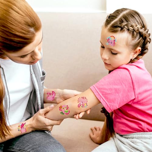 Konsait 96PCS Axolotl Tattoos for Kids, Pre-cut Axolotl Theme Temporary Tattoos, Axolotl Birthday Decorations Party Favors, Kids Axolotl Gifts & Reward, 48 Designs