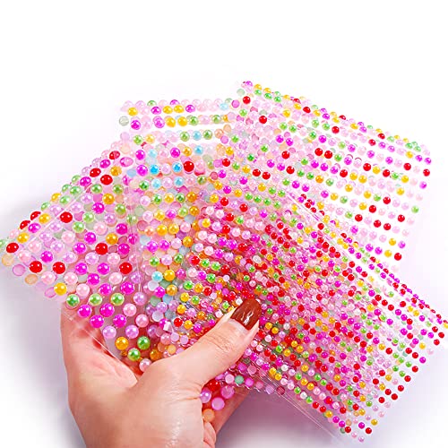 2800 Colorful Pearl Face Gems Eye Rhinestones Crystals Body Jewels Self Adhesive Makeup Sticker Mermaid Body Jewelry Accessory Nail Art Decorations for Women and Girls Prom Rave Festival Party