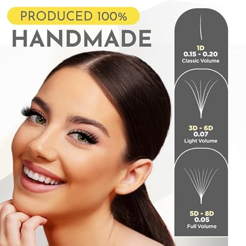 Heidari Handcraft Promade Eyelashes Extension Ideal for Professional Lash Salon, Collection 3D-20D, C CC D DD Curl, Thickness 0.03~0.1mm, Length 8-20mm, Long Lasting,Easy Application 12D-0.03 D 11 mm