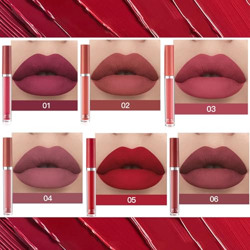 Matte Liquid Lipstick Set, 6Pcs Waterproof Long-Lasting Velvet