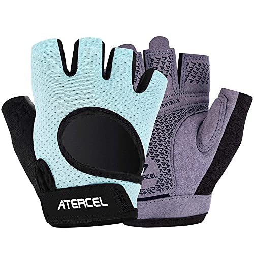 ATERCEL Weight Lifting Gloves Full Palm Protection, Workout Gloves for Gym, Cycling, Exercise, Breathable, Super Lightweight for Men and Women(Aqua, L)