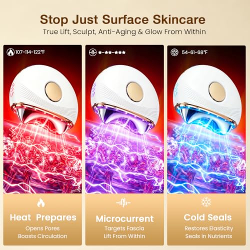 Topealk Red Light Microcurrent Gua Sha Facial & Neck Sculpting Device with Heat & Cold Therapy