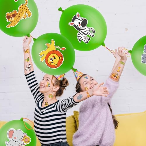 72 PC Wild Animal Party Favors Set - Balloons & Tattoos