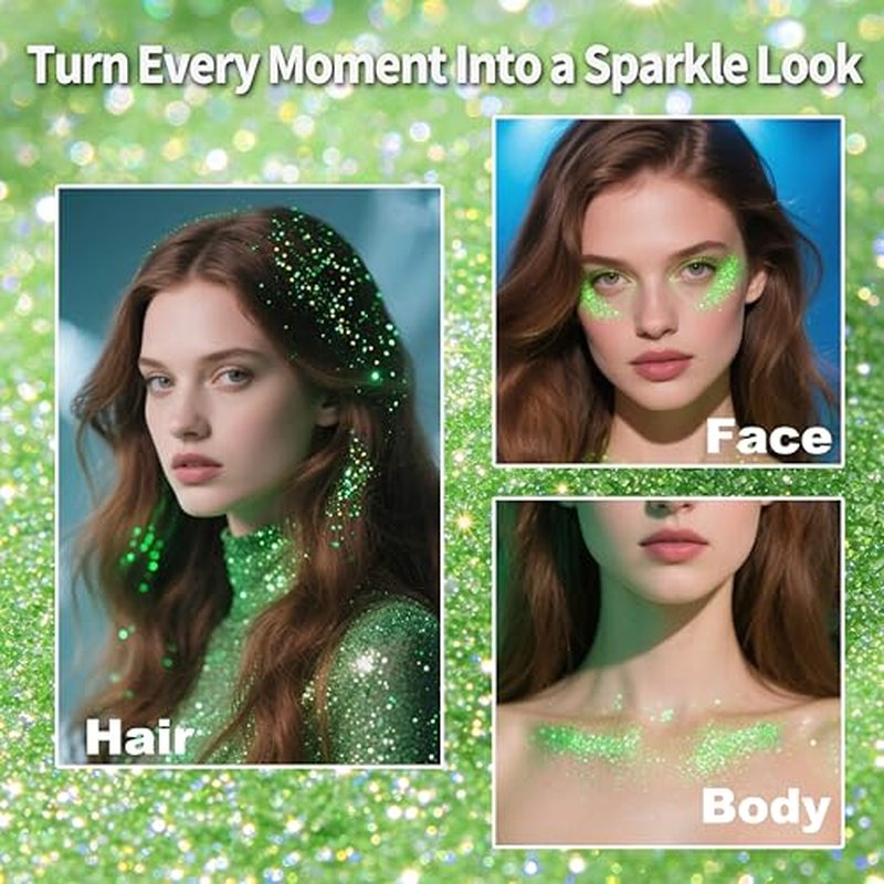 MEICOLY Neon Green Body Glitter Stick for St. Patrick's Day