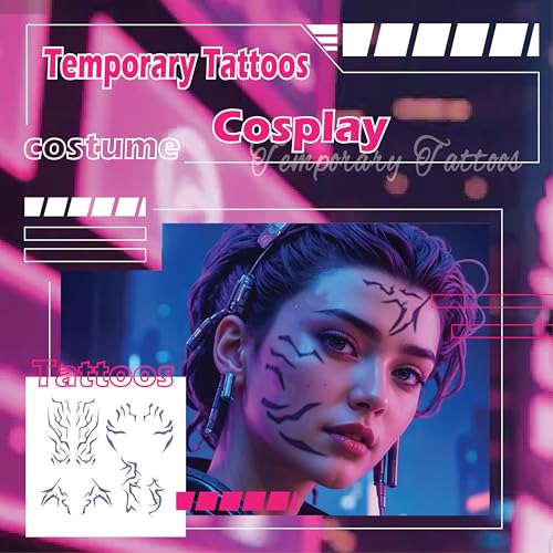 Temporary Tattoos Rumii Cosplay Accessories,Cosplay Tattoos Stickers Purple (1)