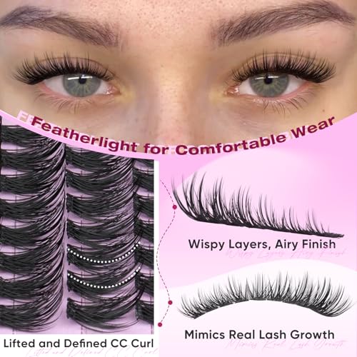 Yawamica Natural Lash Clusters 8-14mm CC Curl DIY Eyelash Extensions