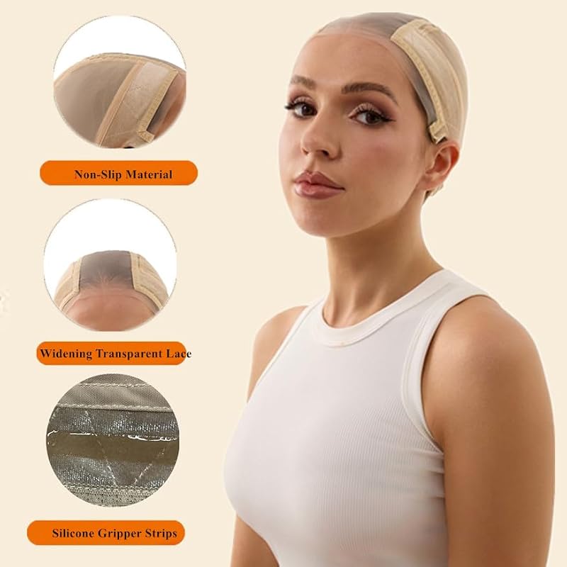Lace Wig Cap Non-Slip Adjustable Band Nude M