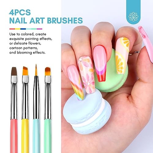 SAVILAND Builder Gel Set With Drill, 6 Art Brushes - 3 Hard Gels (VE&VB5&Kerain) Clear Pink Nudes, Lamp, Brush, Strengthener for Nail Extension