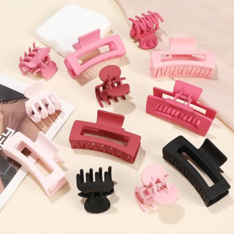 12-Piece Matte Claw Clips Set for Women, Strong Hold Hair Accessories