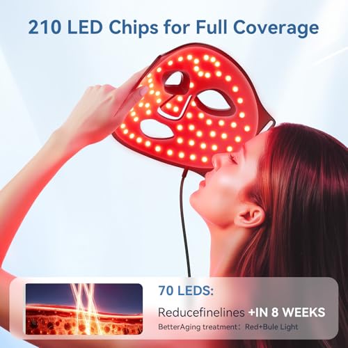 LED Light Therapy Mask Skin Care Mask, LED Red 630¡¾5nm & NIR 830nm Wavelength for Home Use(TAN)