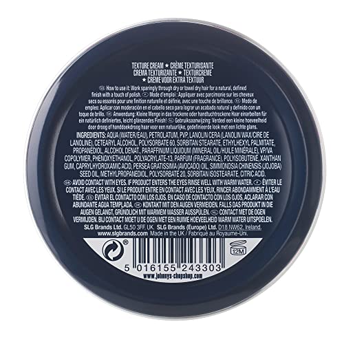 Johnny's Chop Shop Men's Hair Texturising Cream Firm Hold, Lightweight, Natural Finish 2.6 oz (Pack of 1)