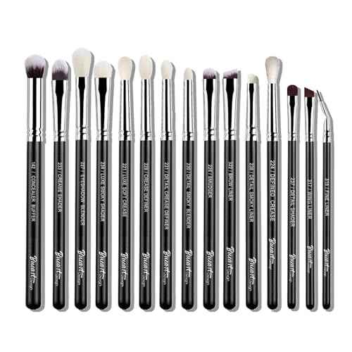 Bueart Design 15Pcs Pro Natural Hair Eyeshadow Makeup Brush Set kits for powder cream liquid eyeshadow blending, Luxury Professional Goat and Pony Hair Bristles Precision eyeshadow brushes