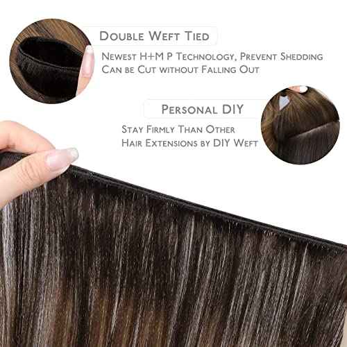 WENNALIFE Sew in Hair Extensions Real Human Hair, Weft Hair Extensions Human Hair 18 Inch 90g Balayage Dark Brown to Chestnut Brown Hand Tied Weft Straight Extensiones De Cabello Hmano