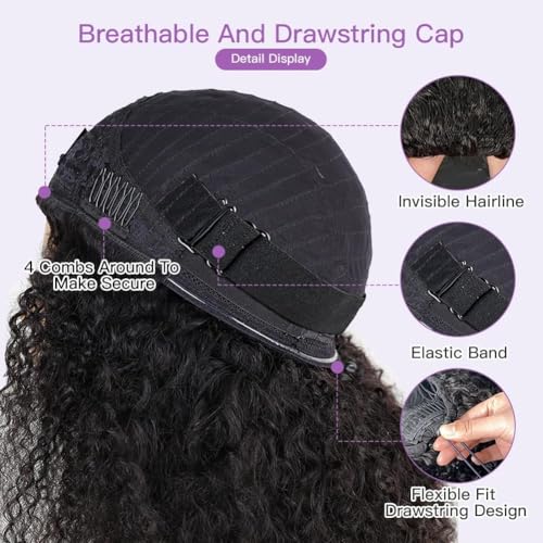 Kinky Curly Half Wig Human Hair 250% Density - 20 Inch Glueless