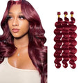 99J Burgundy Body Wave Human Hair Bundles 26 28 30 inch
