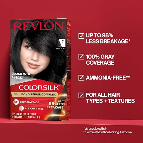 Revlon ColorSilk Bond Repair Hair Color & Conditioner Bundle, Brown Black