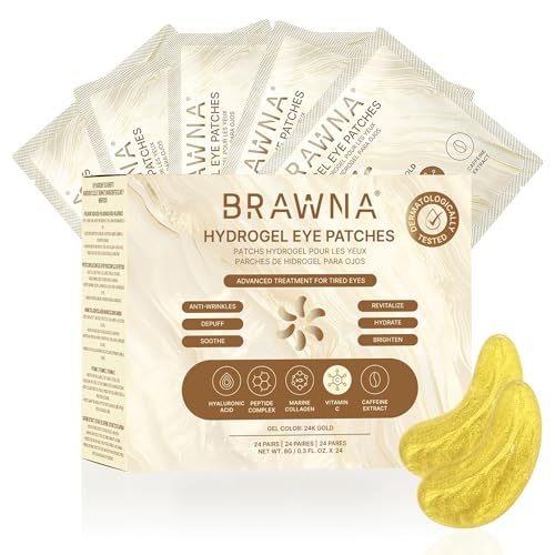 BRAWNA Hydrogel Under Eye Patches - Vitamin C & Caffeine, 24 Pairs