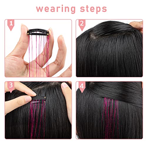 Rainbow Hair Tinsel Clip-In Extensions 20.5 Inch 12 Pack