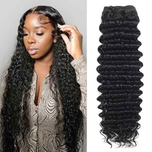 inlovwith Deep Wave Bundles Human Hair, Selected Healthy Curly Human Hair Bundles 100% Unprocessed Brazilian Virgin Hair Wet and Wavy (Single Bundle, 26 Inches)