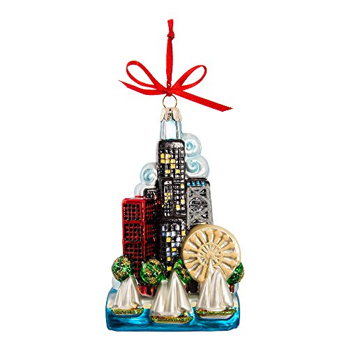 Kurt Adler Chicago Glass Ornament, 5-Inch