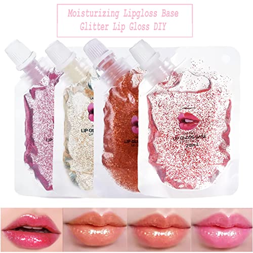 DIY Lip Gloss Base Kit - 4 Glitter Colors, 20ml Each