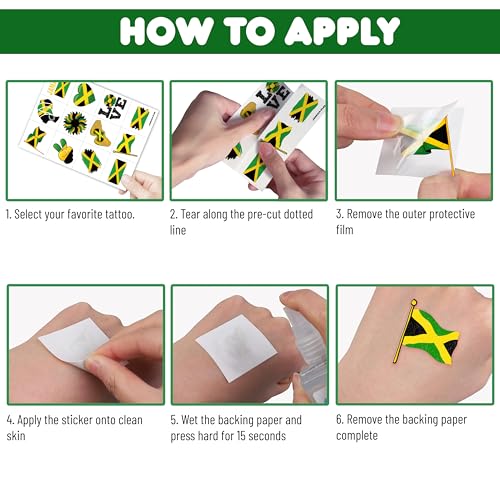96 PCS Jamaica Flag Temporary Tattoos - Party Favors