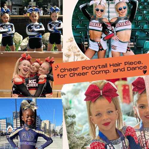 SEIKEA Cheer Ponytail Hair Piece, 10" Straight Tangle-Resistant Smooth Natural Cheerleader Hairpiece Ponytail Extension for Cheer Competition, Dance, Performance, Mocha Melt