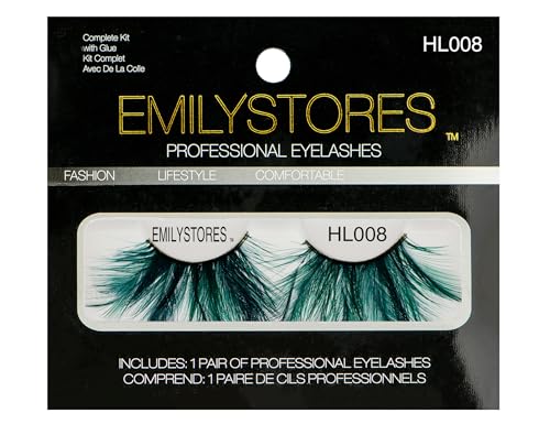 Green Faux-Feather Dramatic Eyelashes for Halloween & Cosplay