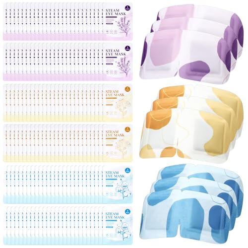 120 Pcs Steam Eye Masks Disposable Bulk Self Heated Eye Masks for Sleep Spa Dry Eyes Home Office Travel Relief Stress Relaxation, 3 Styles