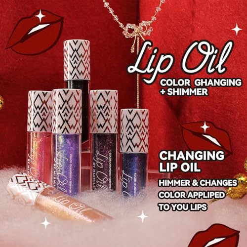 2 Colors Boss Up Color Changing Lip Oil, Shimmering Temperature Color Changing Lip Gloss Tinted Lip Stain, Long Lasting Nourishing Moisturizing Lip Glow Oil for Lip Care and Dry Lips (03#&05#)