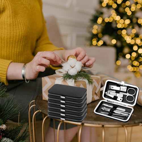 24pack Manicure Set in Bulk, Nail Clippers Kit Stainless Steel Fingernail Clippers Set, Sturdy Nail Tip Cutter Trimmers Professional Grooming Toenail Clippers Personal Pedicure Kits (8-in-1, Black)