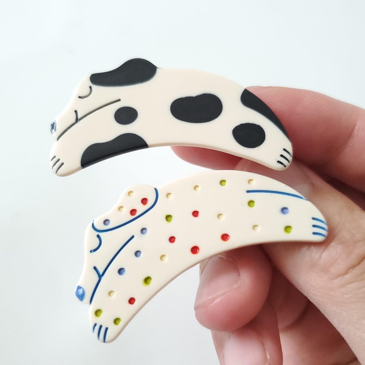 Colorful Spotted Hair Clips,Cellulose Acetate Hair Clips,Small Hair Clips for Girl,Pack of 2