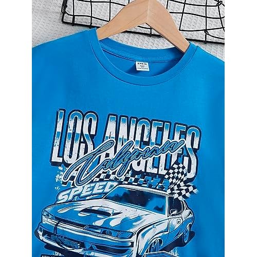 WDIRARA Girl's Car Letter Graphic Print Round Neck Short Sleeve Tee Summer Casual T Shirt