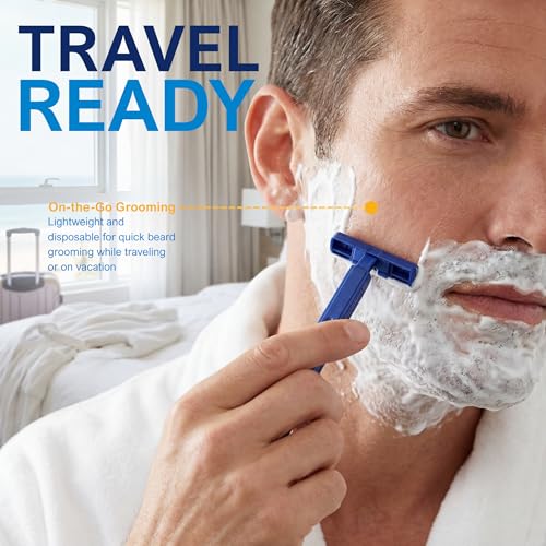 MED PRIDE Medical Razor, Double Edge Shaver (Medpride Disposable Razors | 50-Pack| Twin Blades & Easy Grip For Max Control & Smoothness| Unisex, Smooth & Comfortable Shaving Care for Men & Women)