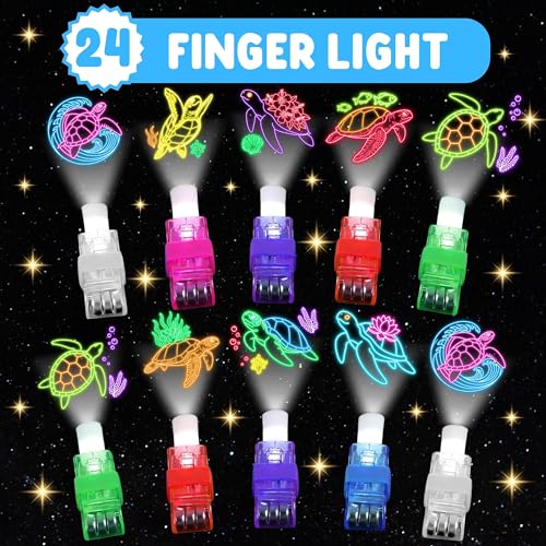 Turtle Party Favors Set – 72 PCS LED Finger Lights & Tattoos