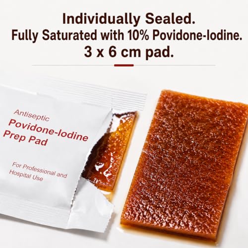 200 Pack Povidone Iodine Prep Pads - 10% Solution Individually Wrapped