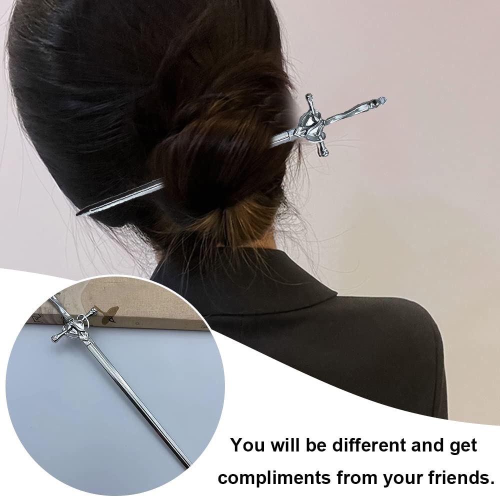 LELEVTXP 2 Pcs Metal Sword Hair Sticks Vintage Hair Chopsticks Simple and Elegant Hair Pins Sticks for Women and Girls Daily Wear