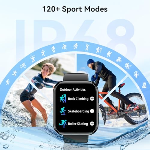 QONBINK Smart Watch for Men - 1.85" HD Fitness Tracker with Bluetooth Calling & 120+ Sports Modes - Waterproof Heart Rate Monitor (Black)