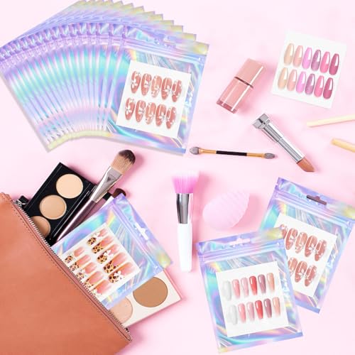 Press On Nail Stand Kit with 50 Storage Bags & Adhesive Tape