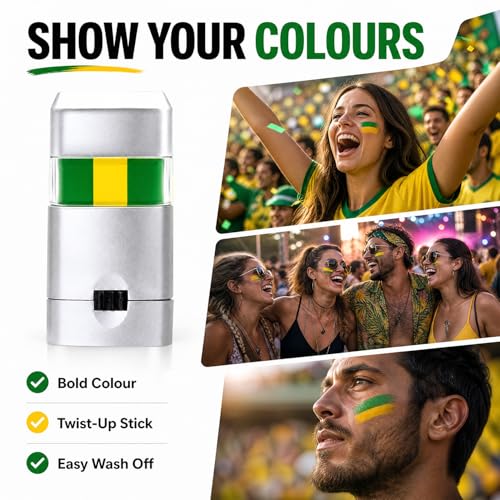 3-Color Face Paint Stick for Sports - Green Yellow Green